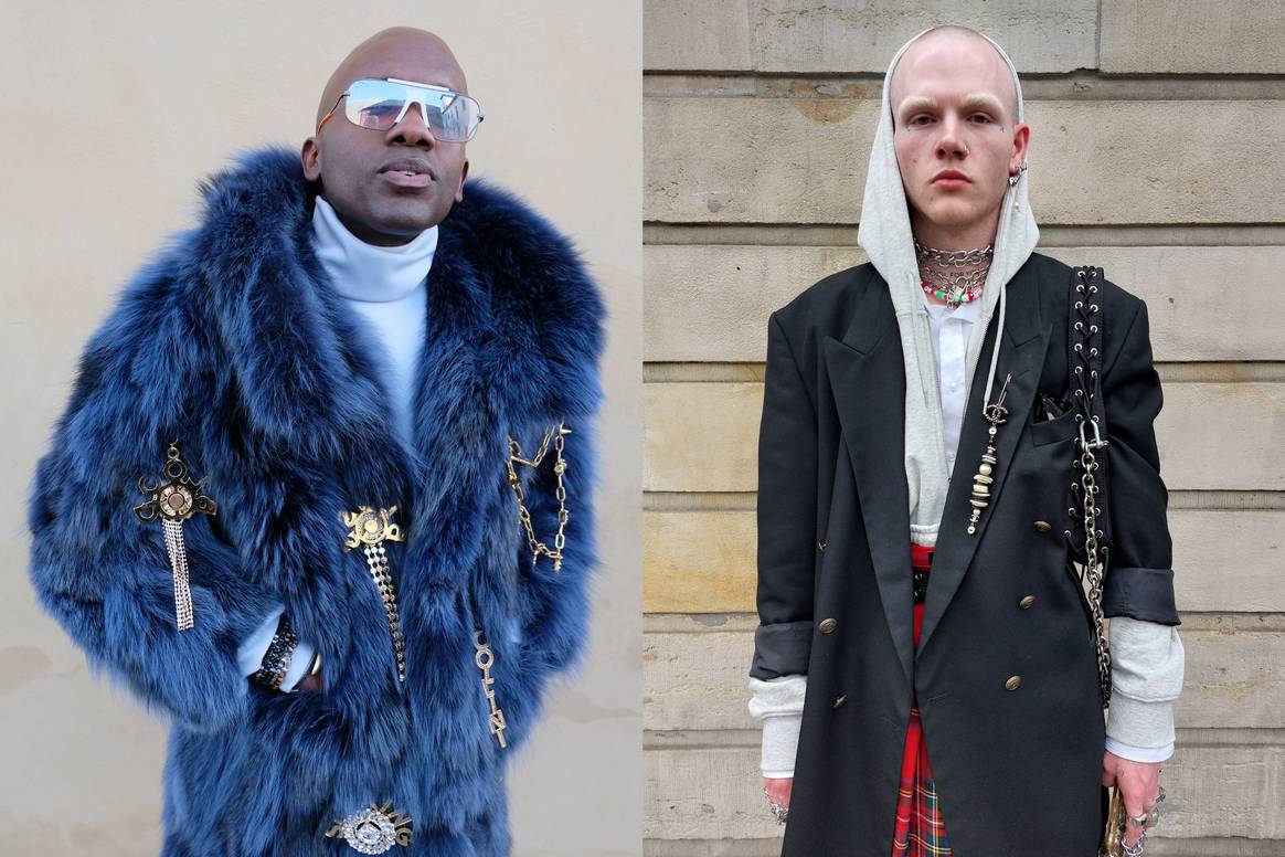 Fotografía de streetstyle por Edwin van den Hoek en Florencia (izquierda) y Ámsterdam (derecha). “Estos hombres son muy decorativos con joyas,” dijo el observador de tendencias. Créditos: propiedad de Edwin van den Hoek