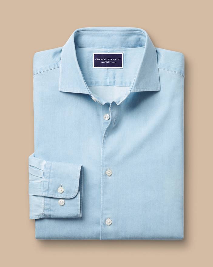 Men's Charles Tyrwhitt Cutaway Collar Denim Casual Shirt | Charles Tyrwhitt