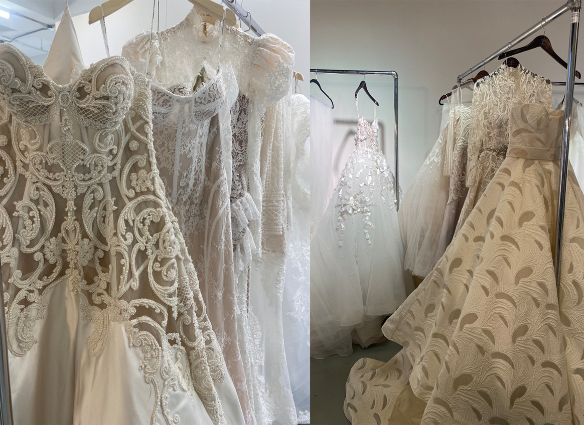 Couture level embellishment at Left, J'Aton, and Right, Jorge Manuel Miami