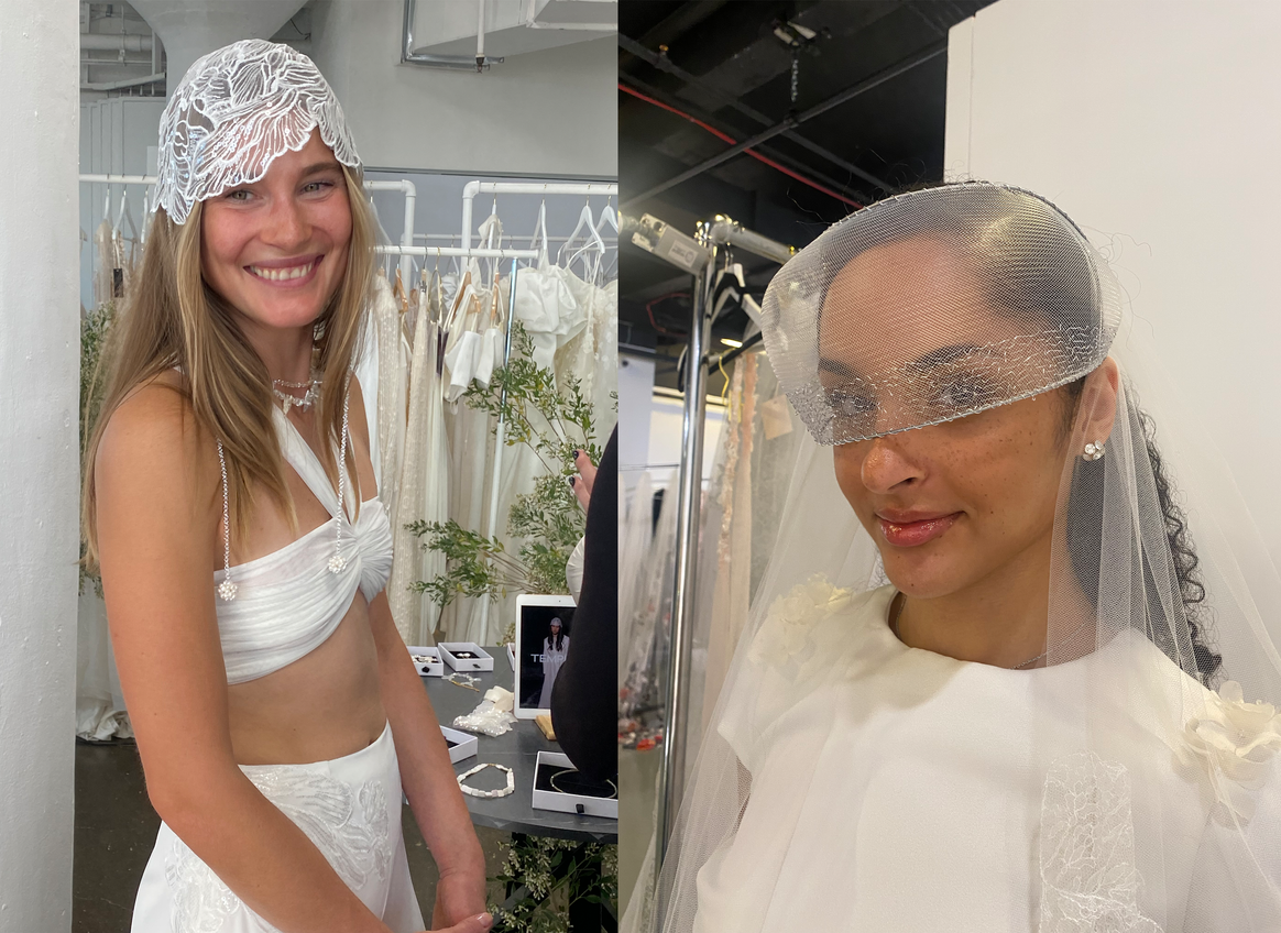 Modern headwear options at Left, Tempête and Right, Halima Grine