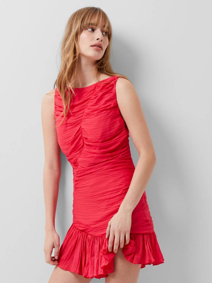 Althea Satin Ruched Mini Dress Azalea | French Connection