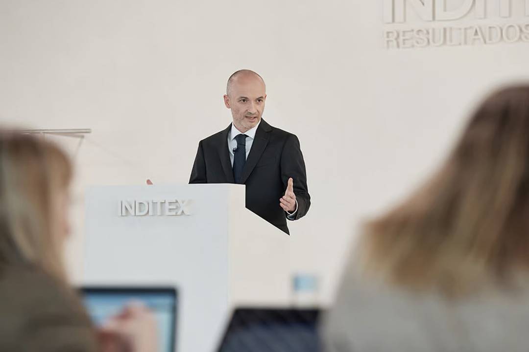 Óscar García Maceiras, CEO de Inditex, durante una presentación de resultados.