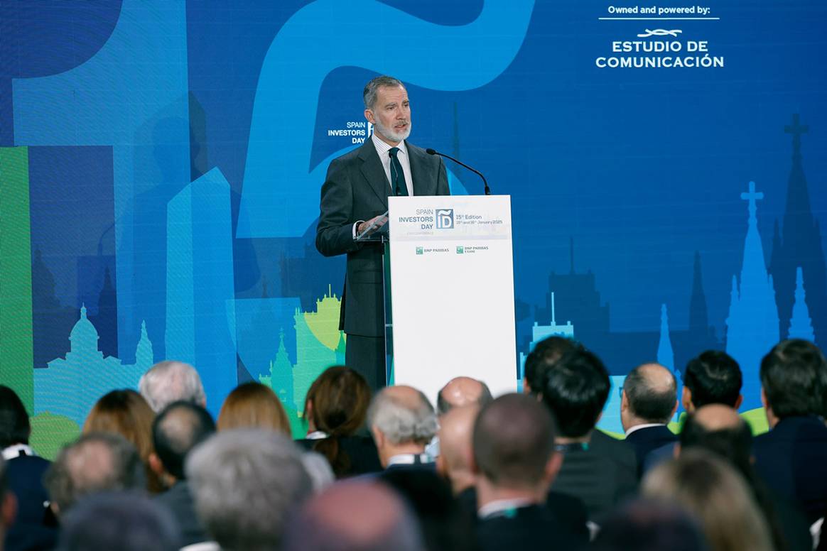 Felipe VI durante su participación en la jornada inaugural de la XV edición del foro Spain Investors Day.