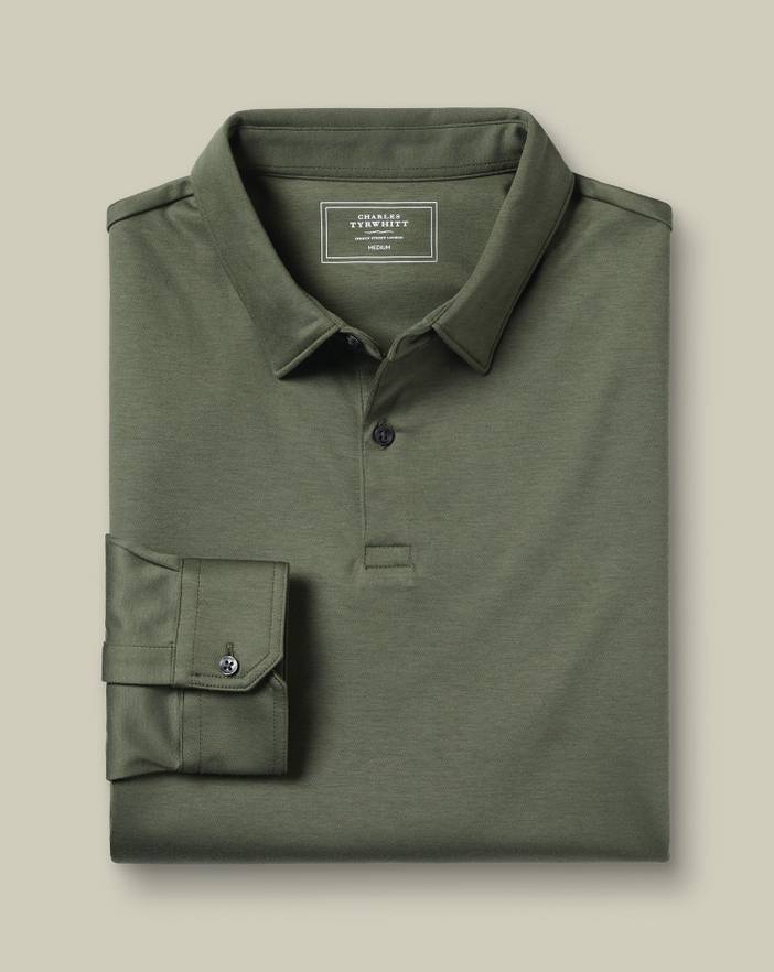 Men's Charles Tyrwhitt Long Sleeve Smart Jersey Polo Shirt | Charles Tyrwhitt