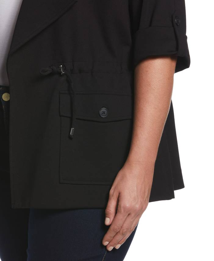 Women's Plus Size Ponte Knit Drape Front Jacket | Rafaella