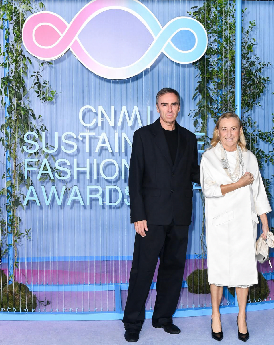 Raf Simons and Miuccia Prada at the CNMI Sustainable Fashion Awards