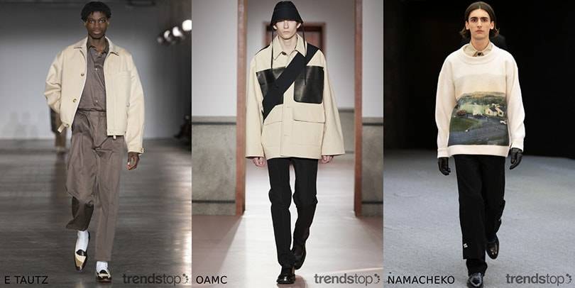 Images courtesy of Trendstop, left to right: E Tautz, OAMC, Namacheko, all Fall/Winter 2020-21