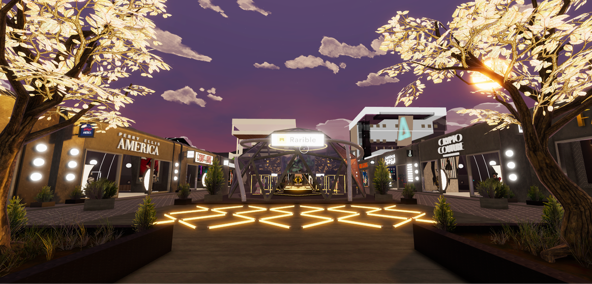 Rarible's Decentraland shopping quarter. Image: Decentraland, MVFW 22