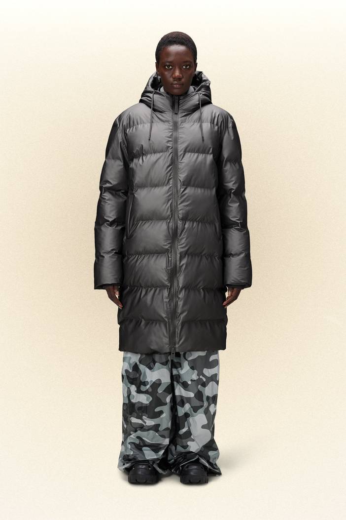 Alta Long Puffer Jacket - Black | Rains