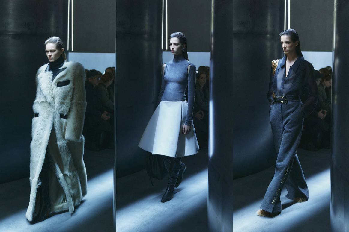 Looks from Khaite FW23 at NYFW. Image by Hanna Tveite, Khaite