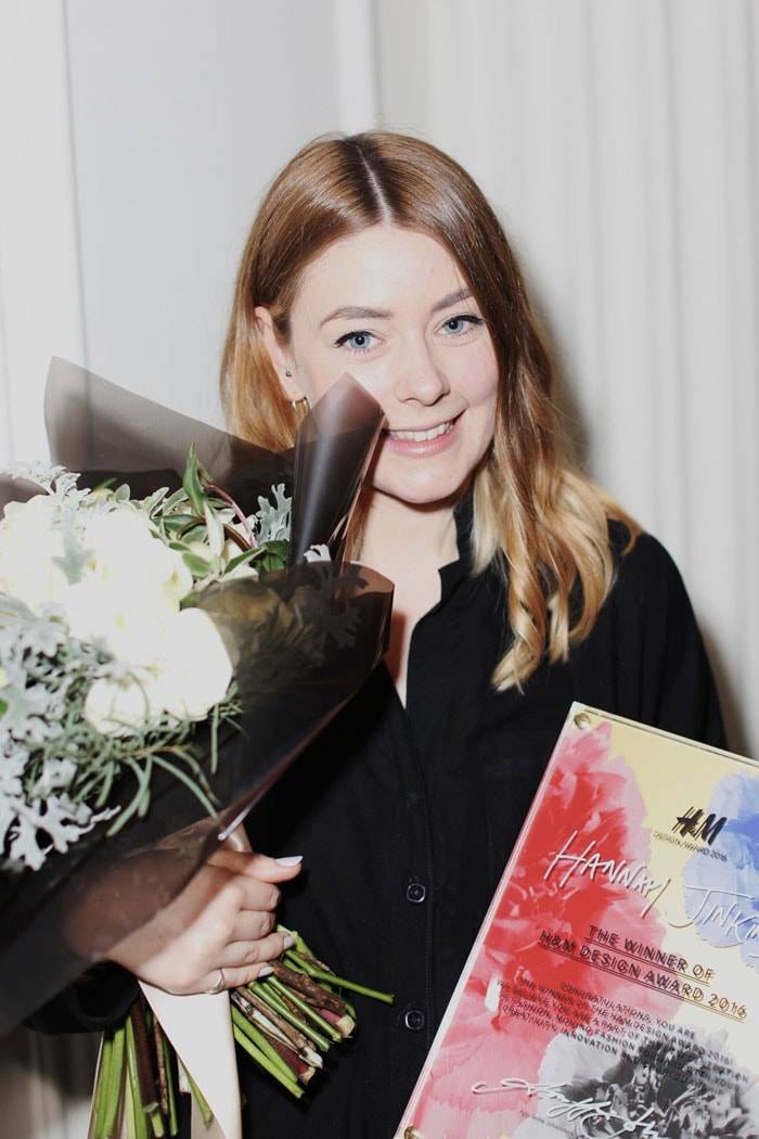 Hannah Jinkins is honoured as the winner of the H&M Design Award 2016