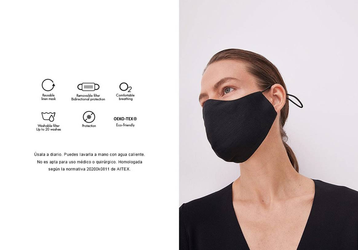 Mascarillas “eco-friendly” de lino y algodón orgánico: así es la propuesta de Adolfo Domínguez