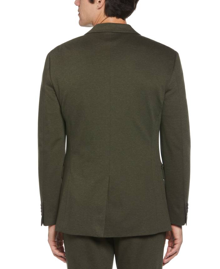 Men's Slim Fit Two Tone Smart Knit Suit Jacket in Rosin/Green, Size 46 | Regular, Polyester/Nylon/Elastane, Solid | Perry Ellis
