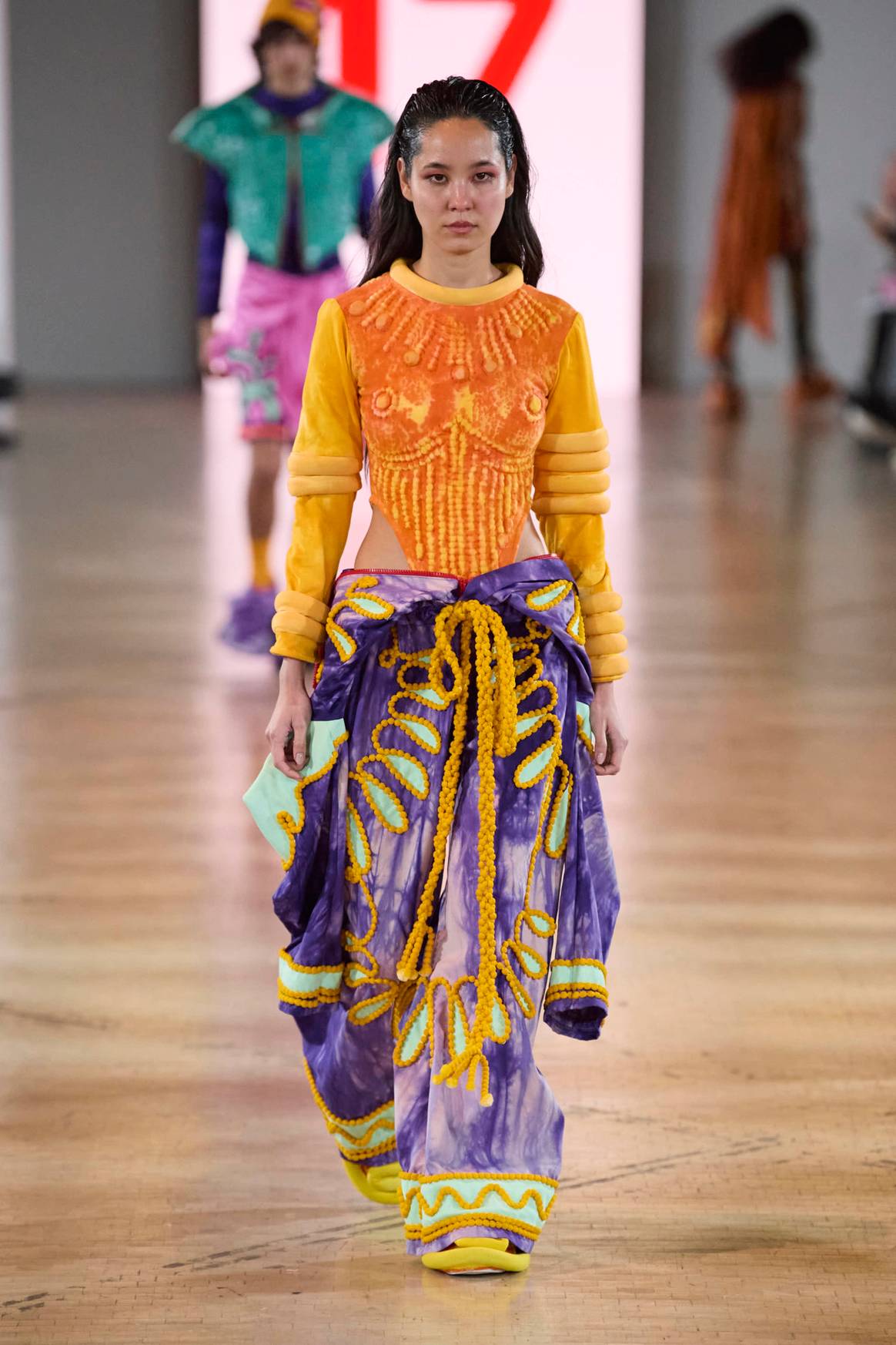 An AW24 womenswear look by Dhruv Bandil. Central Saint Martins MA show, London Fashion Week