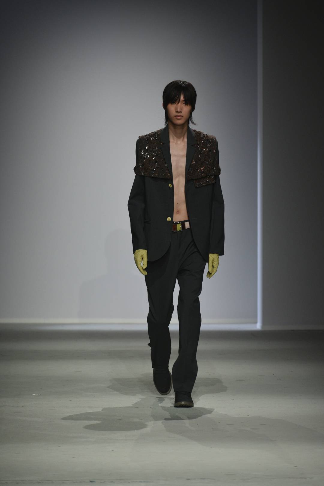 A look from Cesare Garbin's winning collection at Istituto Marangoni Milan Best Of Fashion Show 2024.