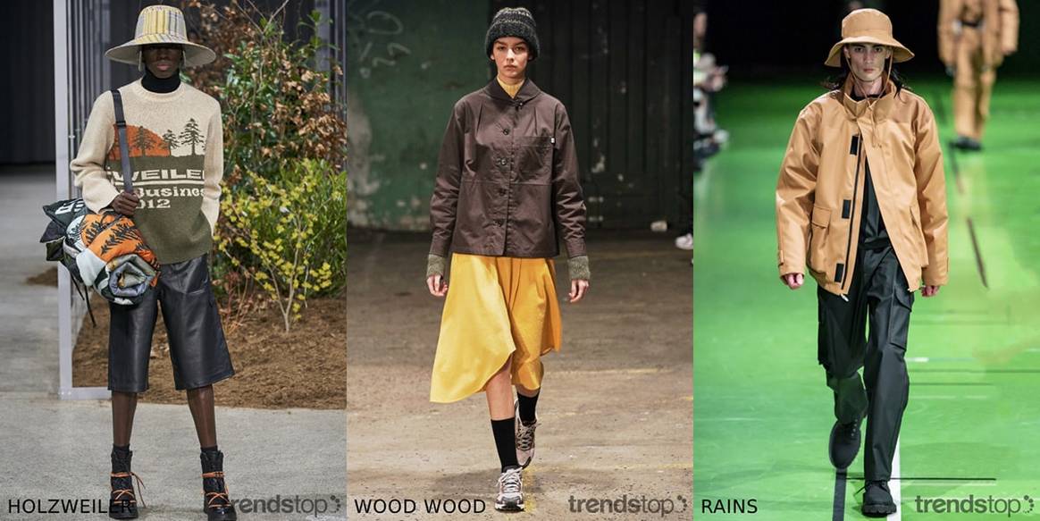 Beelden via Trendstop, van links naar rechts: Holzweiler, Wood Wood, Rains, allen Herfst Winter 2020-21