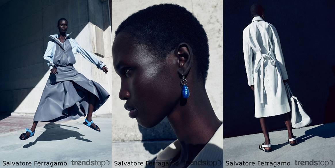 Beelden via Trendstop, van links naar rechts: allen Salvatore
Ferragamo Pre-Fall
2021.