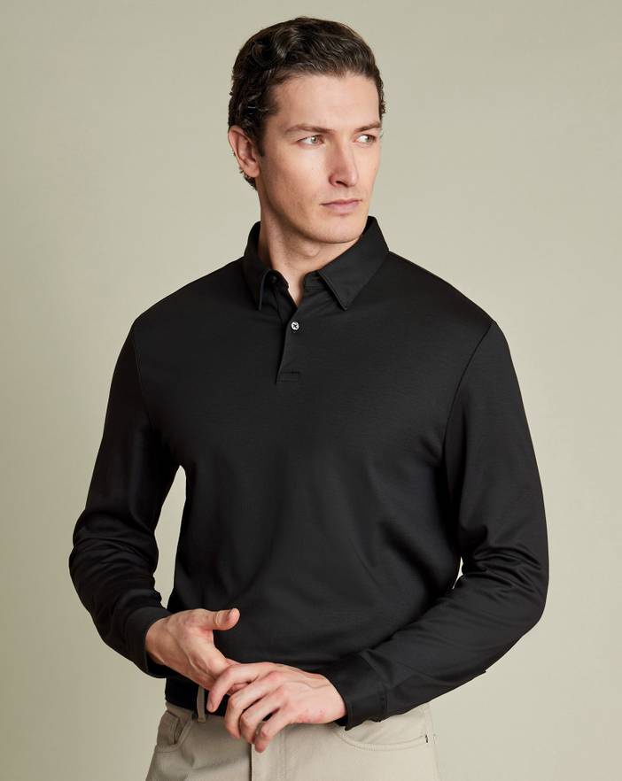 Men's Charles Tyrwhitt Long Sleeve Smart Jersey Polo Shirt | Charles Tyrwhitt
