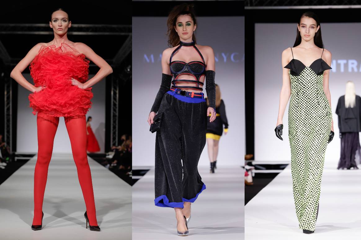 Von links nach rechts: Nicolas Dudek, Maison Nyca, Sirintra. Bild: Vienna MQ Fashion Week