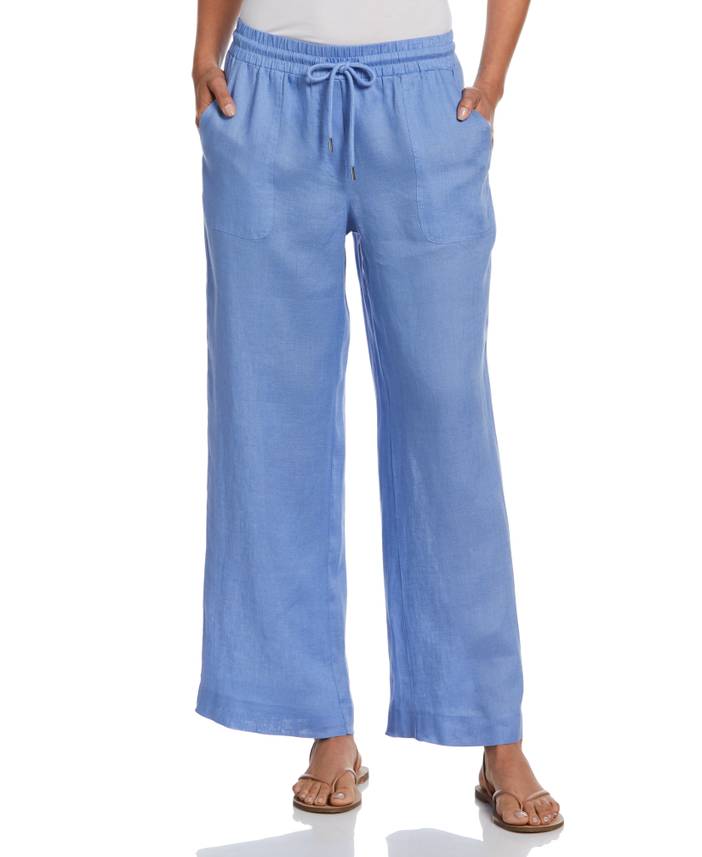 Women's Wide Leg Drawstring Linen Pants | Rafaella