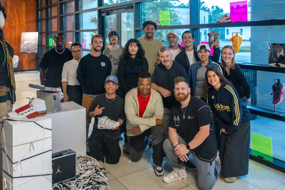 Wilson Smith and Tate Kuerbis (center) with students at SCAD's Sneaker Week Master Class
