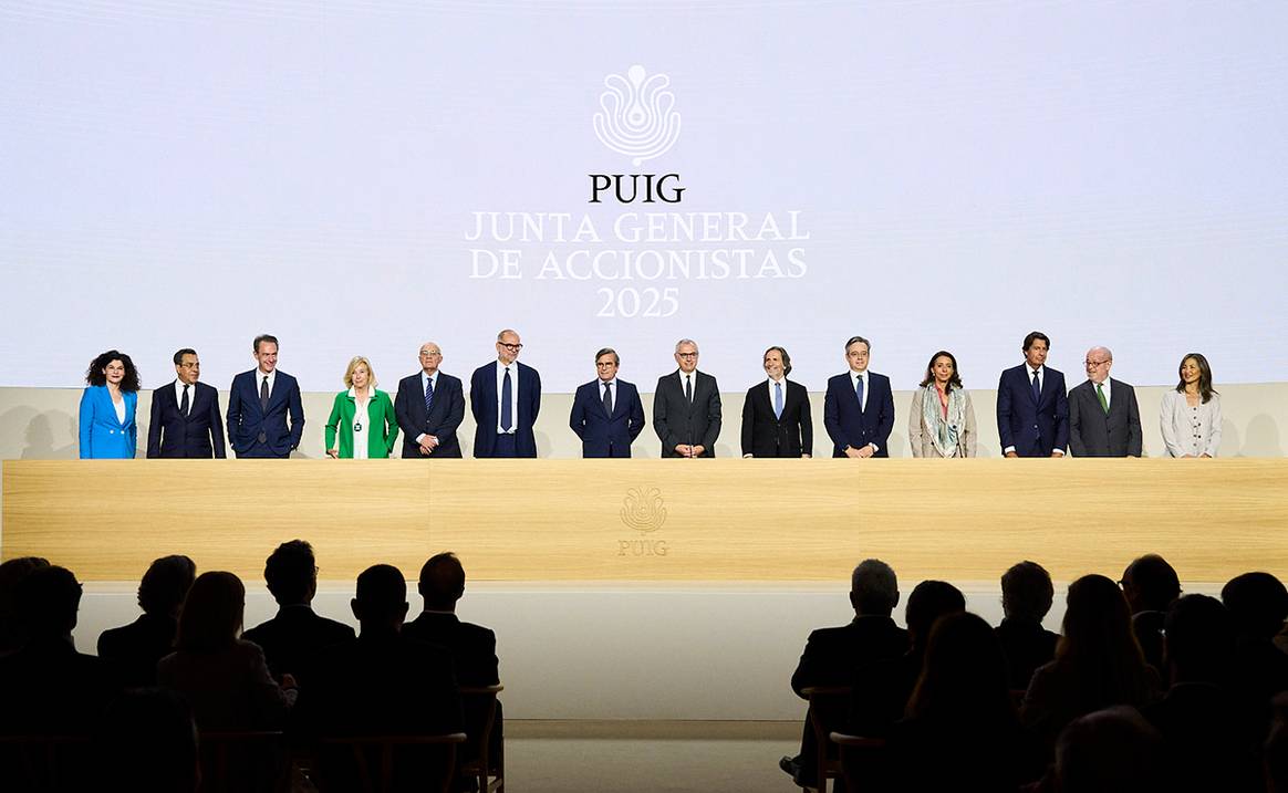 Consejo de Administración de Puig durante la Junta General de Accionistas de 2025, celebrada en Barcelona el 28 de mayo de 2025.