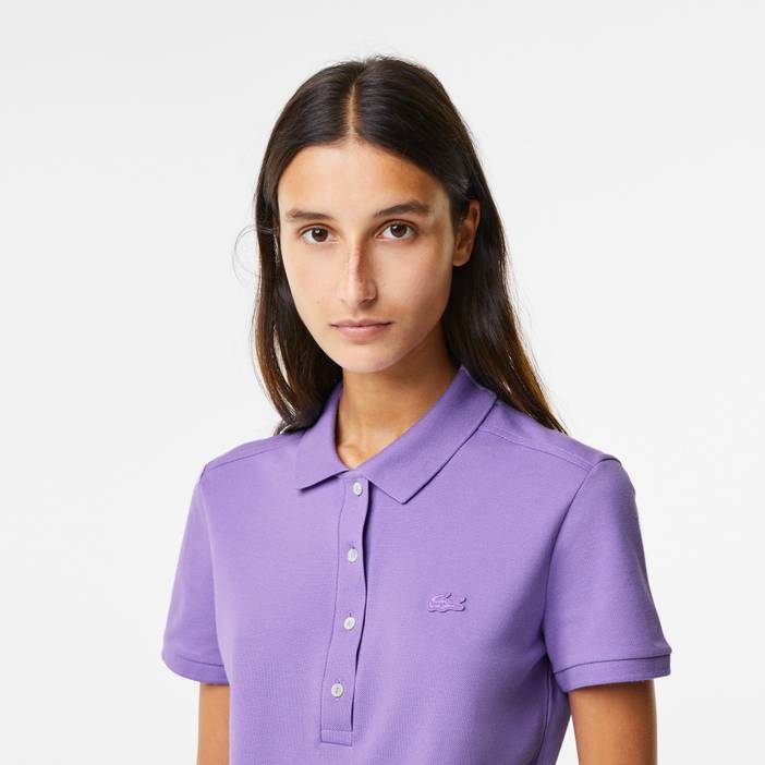 Slim Fit Damen Lacoste Poloshirt aus Stretch-Baumwoll-Piqué | Lacoste