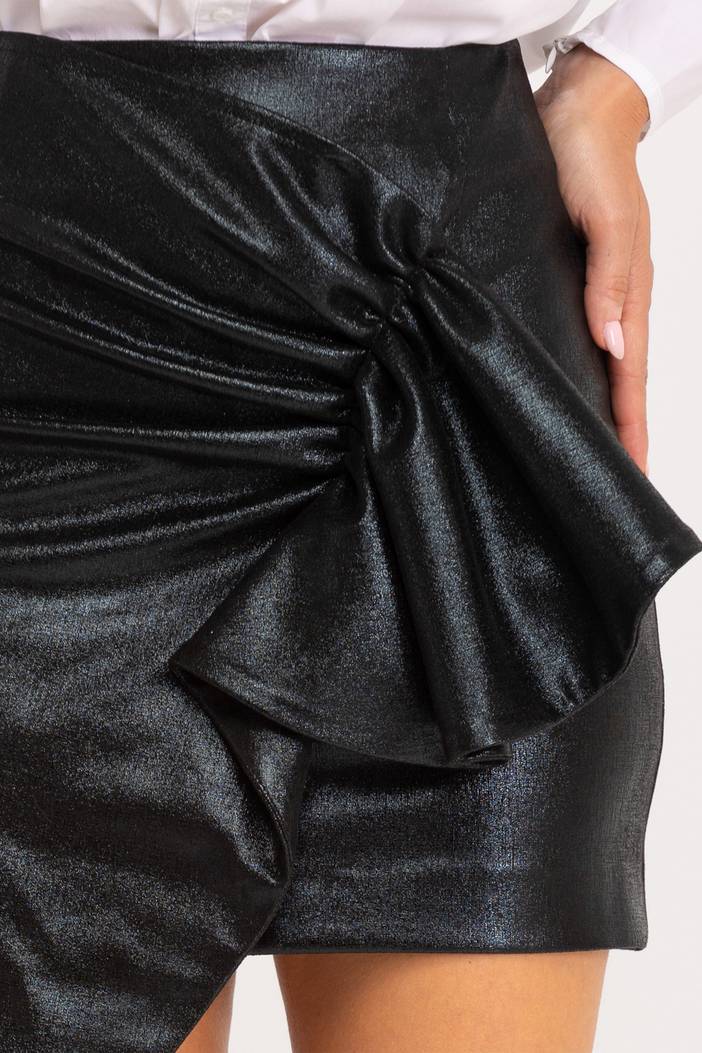 Falda Drapeada Mini Negro | Dolores Promesas