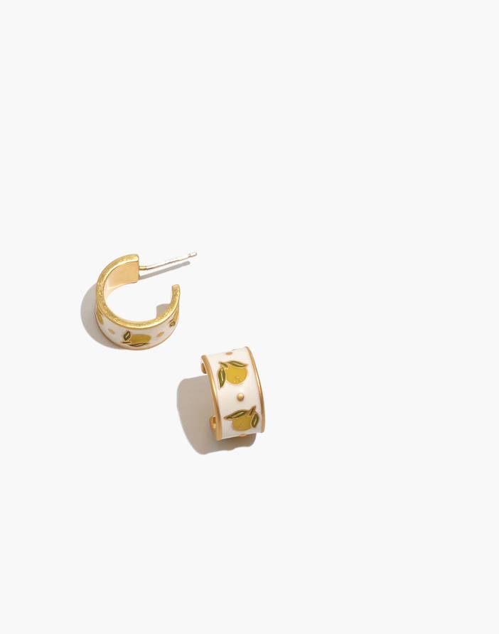 Enamel Lemon Huggie Hoop Earrings | Madewell