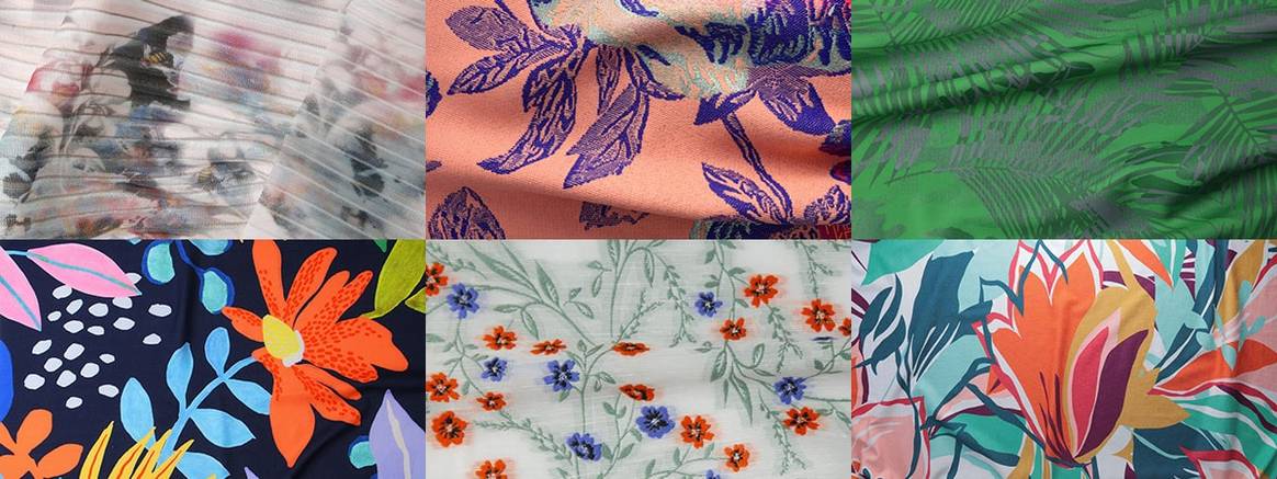 Beeld: zes stoffen die passen bij de trend Exotisch. Beeld gemaakt op Premiere Vision, eigendom Kleur & Stijl