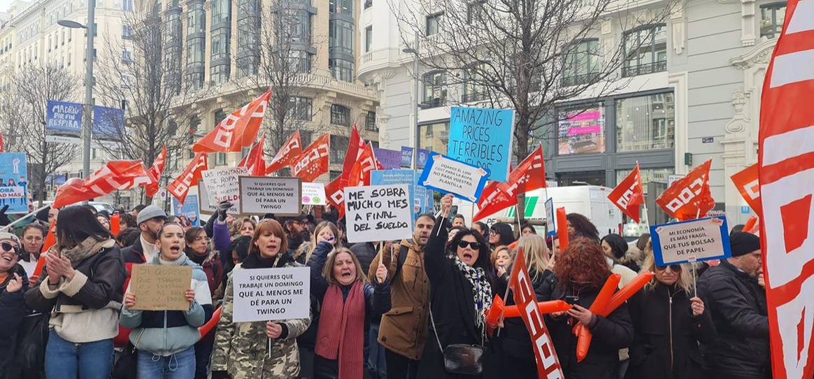Photo Credits: Concentración de los trabajadores de Primark el 1 de marzo de 2023. Comisiones Obreras.