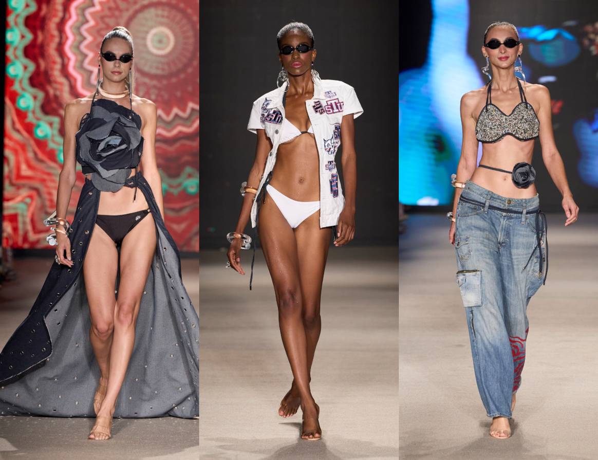 Looks from the runway of St. Thomas University's runway show during Miami Swim Week.