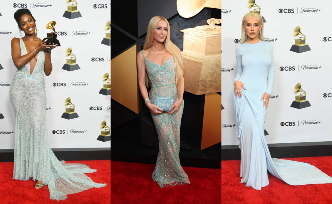 Coco Jones in Celia Kritharioti, Paris Hilton in Reem Acra and Christina Aguilera in Maluma.