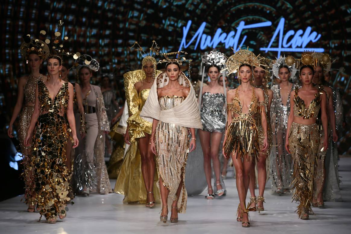 Murat Acar 2023 wedding collection presentation. Nov. 22. (Photo by Omer Evren Atalay / Anadolu Agency via AFP)