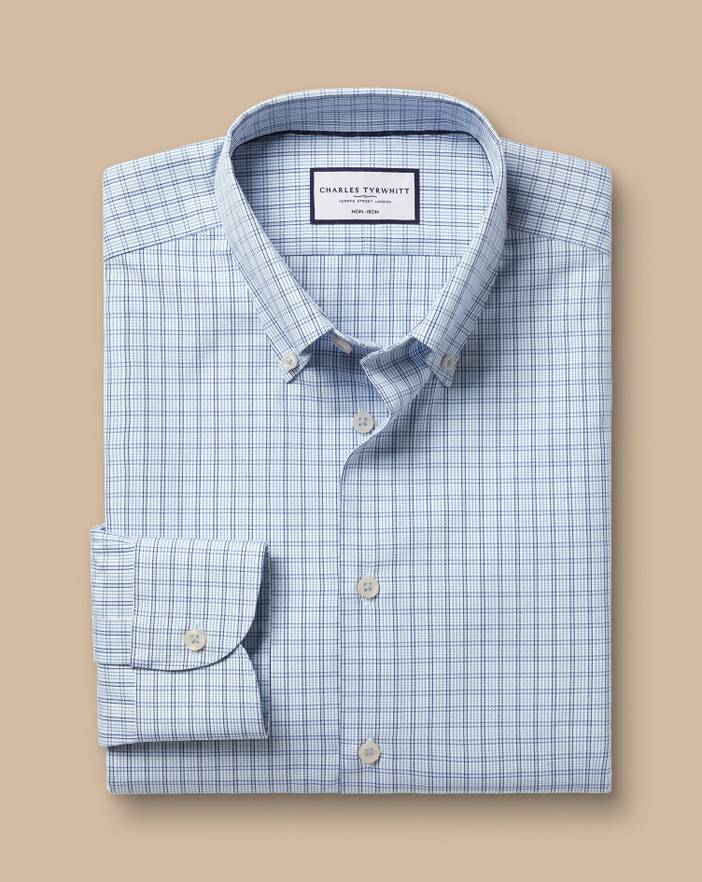 Men's Charles Tyrwhitt Button-Down Collar Non-Iron Checkered Oxford Dress Shirt | Charles Tyrwhitt