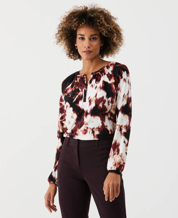 Women's Printed Henley Top | Ella by Rafaella