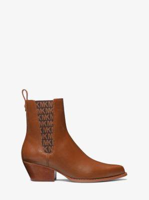 MK Kinlee Leather and Stretch Knit Ankle Boot | Michael Kors
