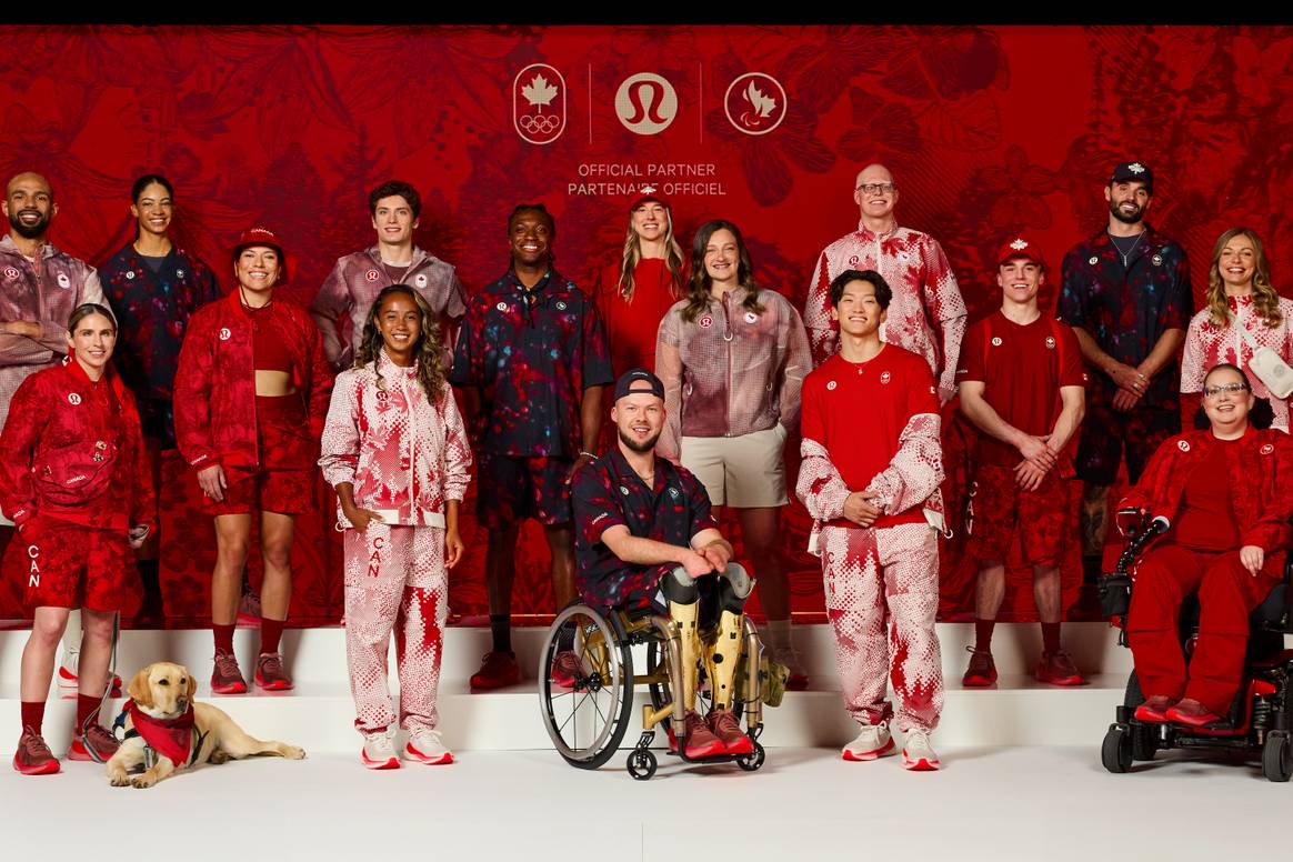 Zomer-atletenkit van Lululemon voor Team Canada bij de Olympische en Paralympische Spelen van Parijs 2024.