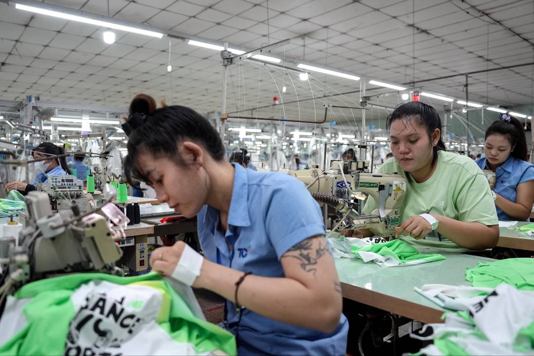 Textielarbeidsters in een fabriek in Ho Chi Minhstad (Vietnam) op 3 april 2025.