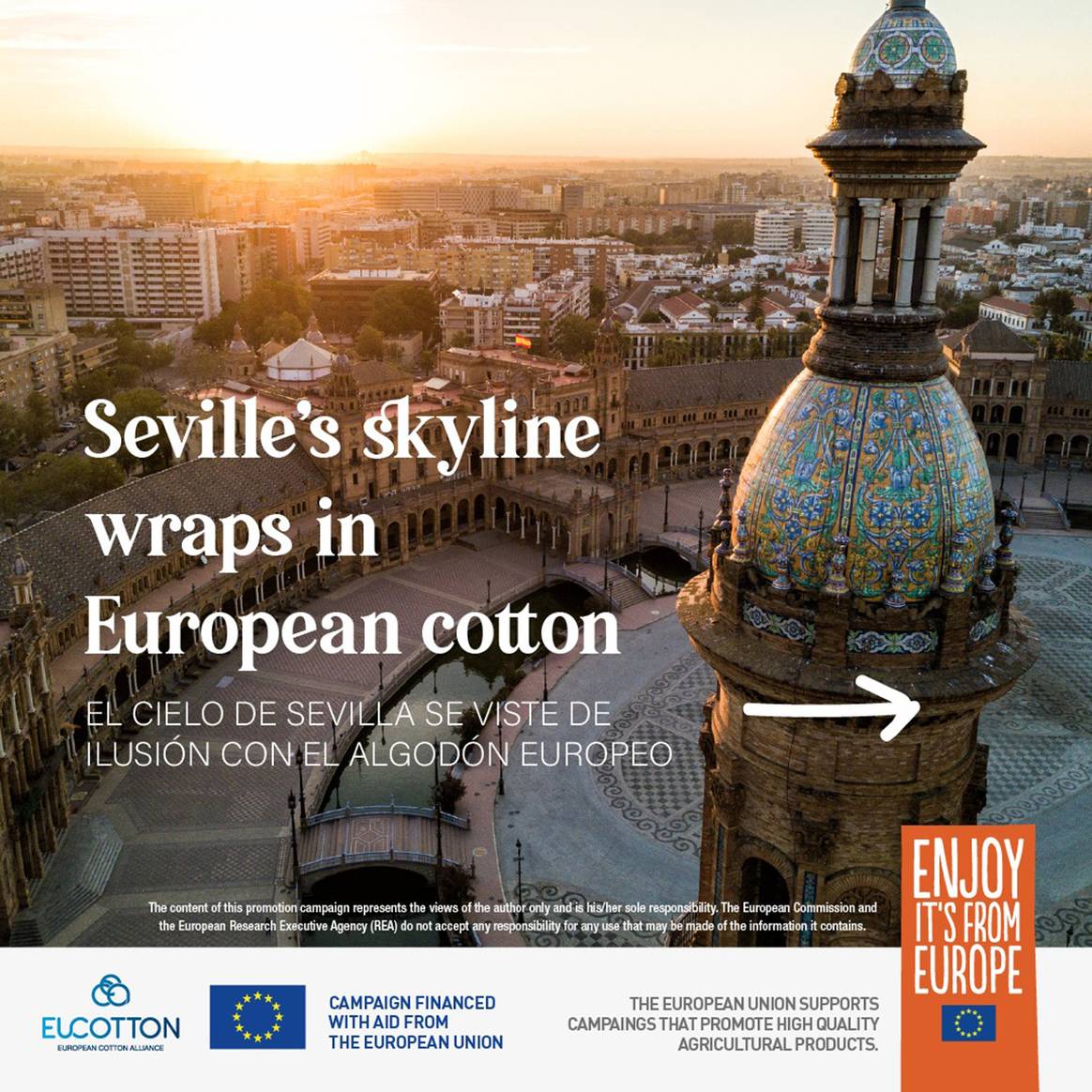 Photo Credits: Material de la campaña promocional de la iniciativa Eucotton lanzada por la European Cotton Alliance. ECA, página oficial.