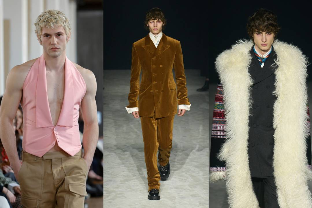 Illustrative catwalk images. Mans FW26 Menswear & Wooyoungmi FW26 - Menswear (2x).