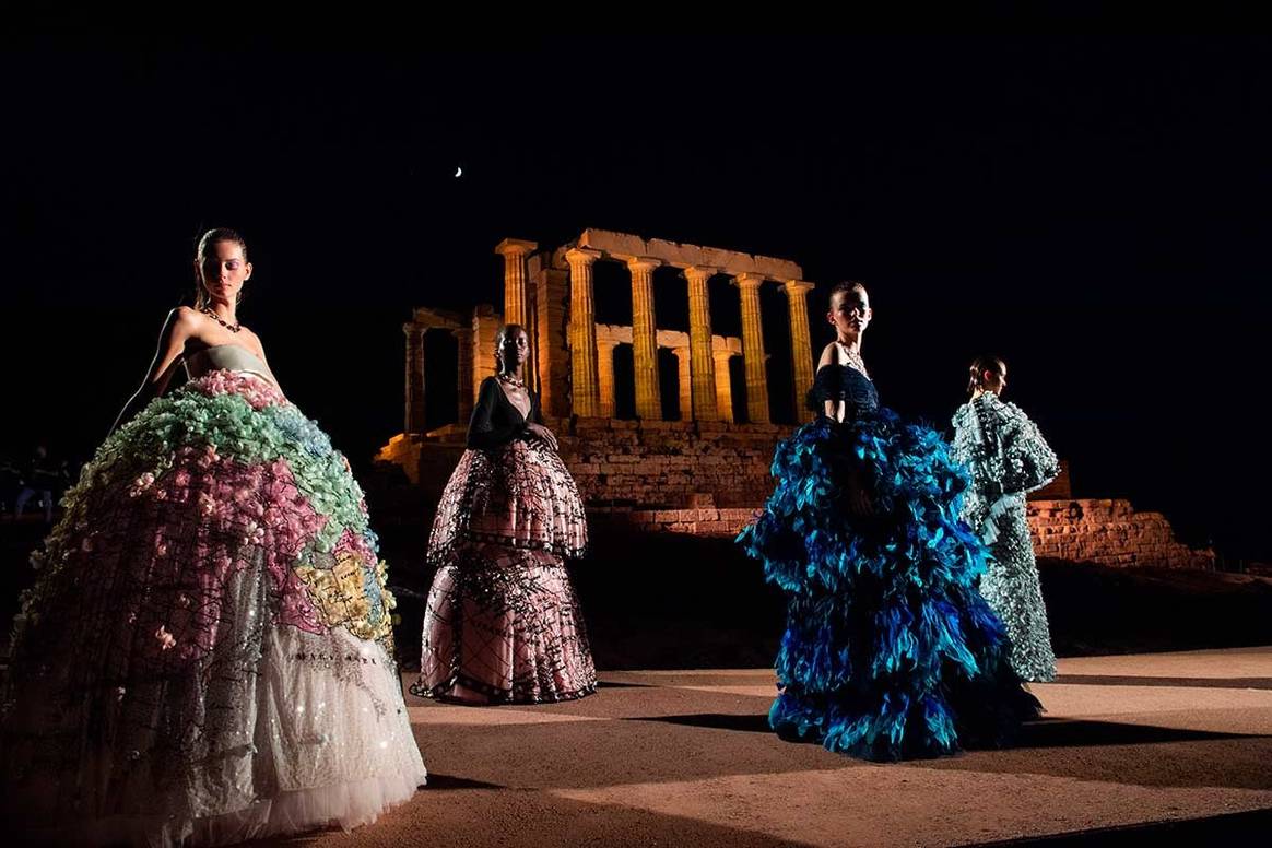 Mary Katrantzou SS20 show at Greece's Temple of Poseidon