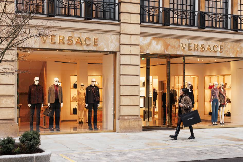 London luxury shopping street with high-end stores