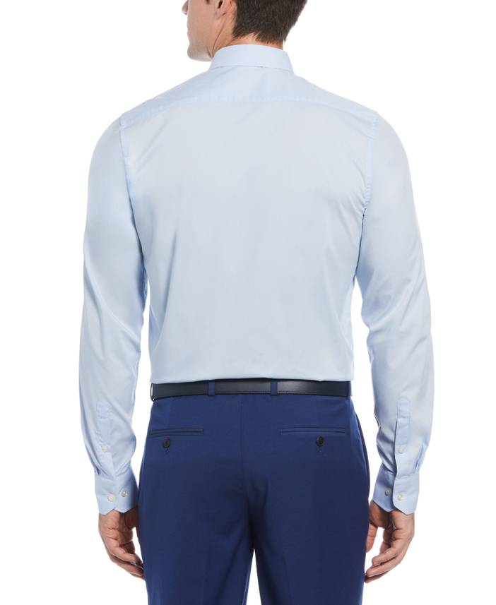 Men's Tech + Stretch Cotton Blend Dress Shirt in Light Blue, Size 15/32-33, Cotton/Polyester/Spandex, Solid, Slim | Perry Ellis