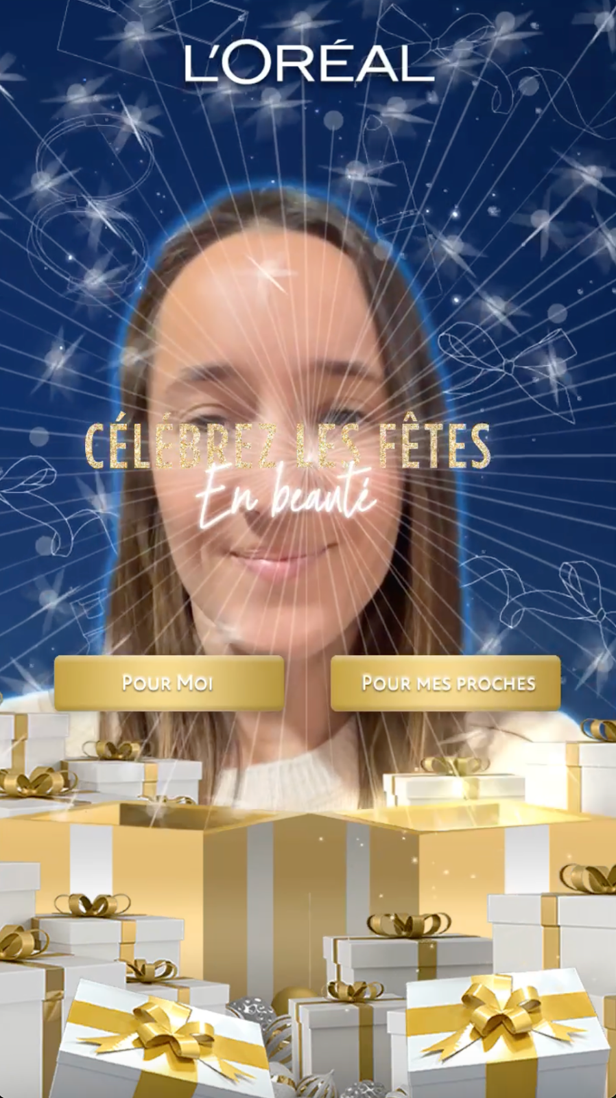 Filtre de noël L'Oréal sur Snapchat