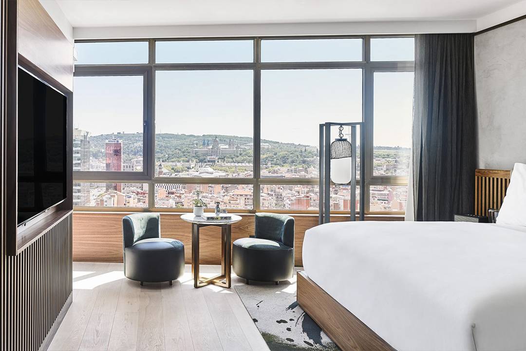 Interior de una habitación del Nobu Hotel Barcelona, Barcelona (España).