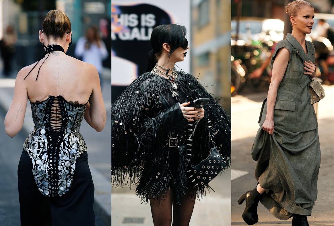 La tendance goth s'impose aux abords des défilés.