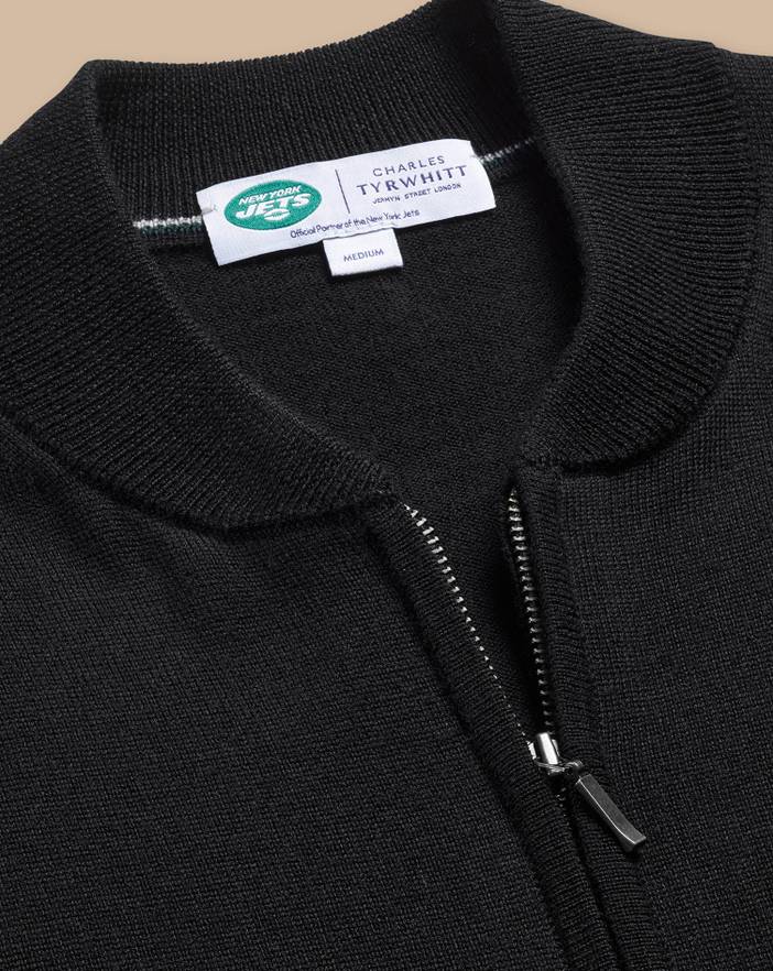Men's Charles Tyrwhitt New York Jets Merino Zip Through Bomber | Charles Tyrwhitt