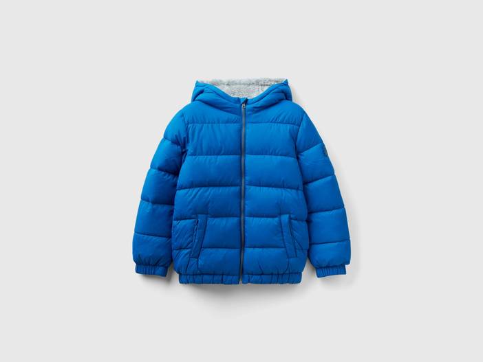 Benetton, Wattierte Jacke Mit Innenfutter Aus Teddyfell, größe 2XL, Verkehrsblau, male | United Colors of Benetton