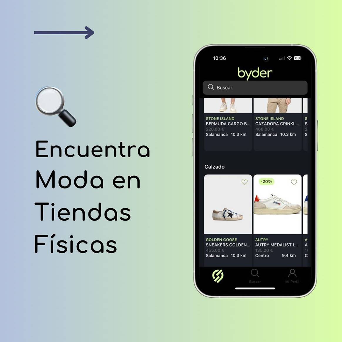 Front-end de la plataforma de compras “phygital” Byder.